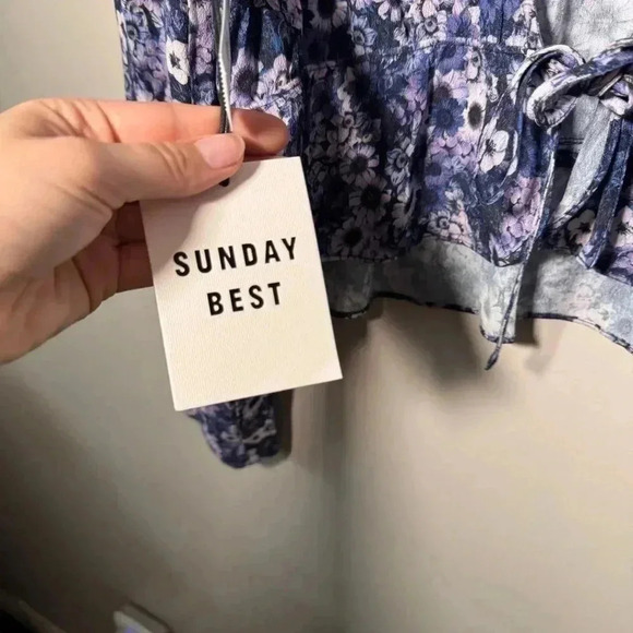 NWT  SUNDAY BEST PURPLE FLORAL TIE TOP M - Picture 5 of 7